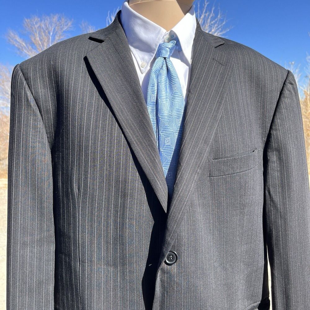 Giorgio Zillioni blazer Men's (44) super 130 Wool made in Italy grey pinstripe